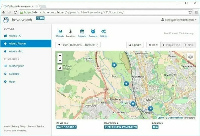 Tracciamento della posizione con Hoverwatch