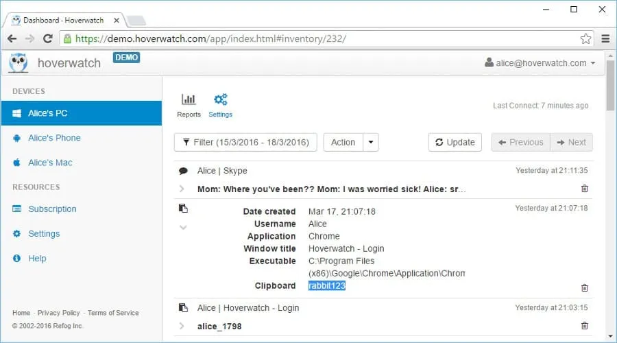 Keylogger di Hoverwatch