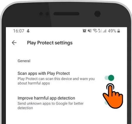 Impostazioni Play Protect