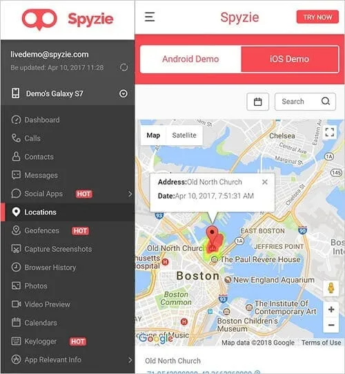 Tracciamento della posizione con Spyzie