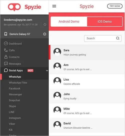 Monitoraggio dei social media con Spyzie